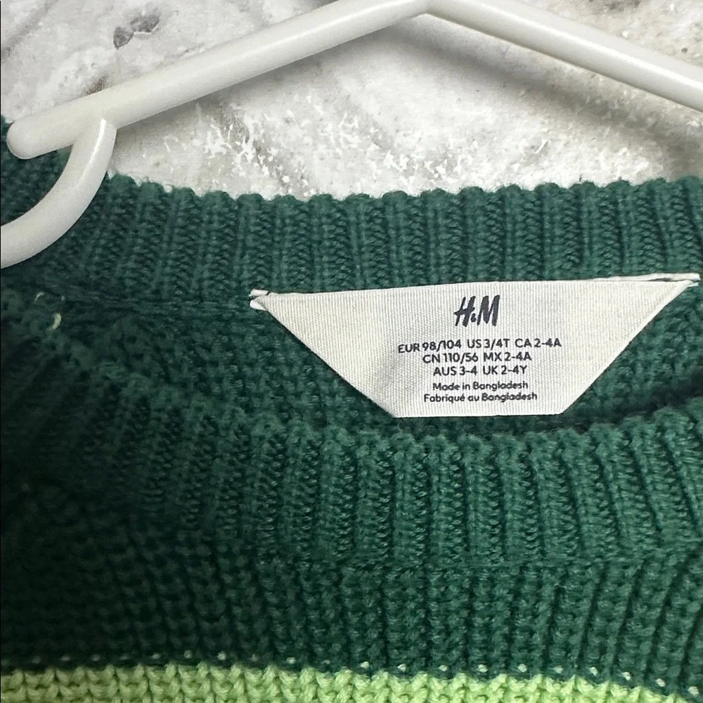 H&M Dark and Light Green Striped Knit Sweater